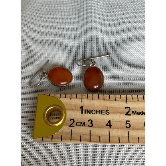 Barse 925 Sterling Silver gemstone earrings oval round dangle Vintage estate - Picture 4 of 4